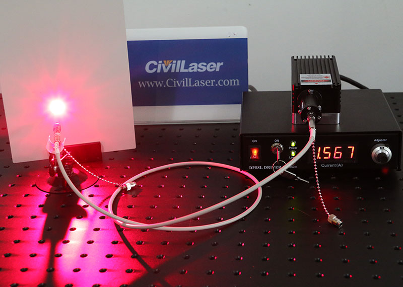 655nm Single Mode Fiber Coupled Laser SM 200mW Red Laser Source